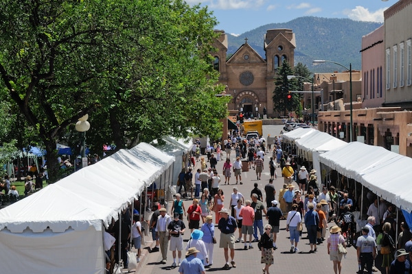 A view of the Traditional Spanish Market in Santa Fe, NM, sponsored by the Spanish Colonial Arts Society