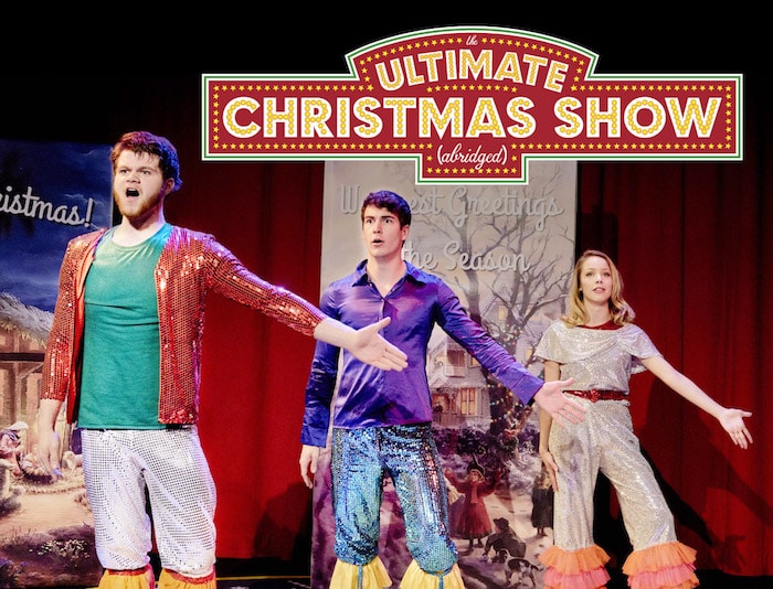 Cast members of "The Ultimate Christmas Show (Abridged)" produced by Adobe Rose Theater, Santa Fe, New Mexico. 