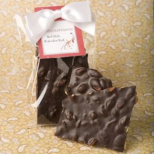 Red Chile Pistachio Chocolate Bark from the ChocolateSmith in Santa Fe, New Mexico.