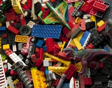An assortment of legos and toys