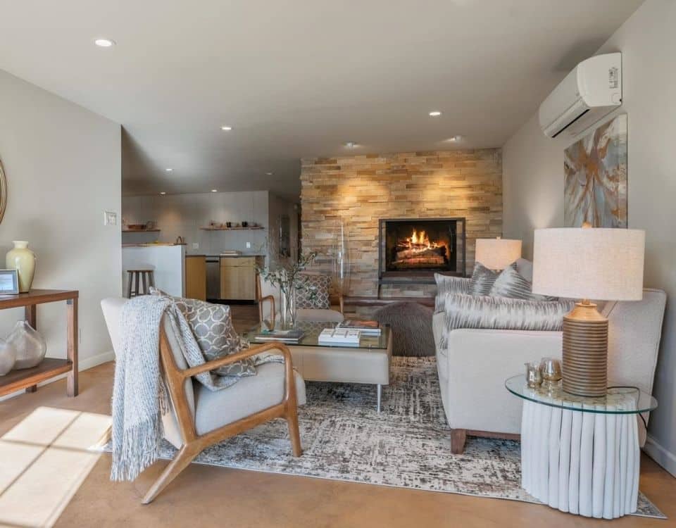 A living room in a modern Santa Fe home