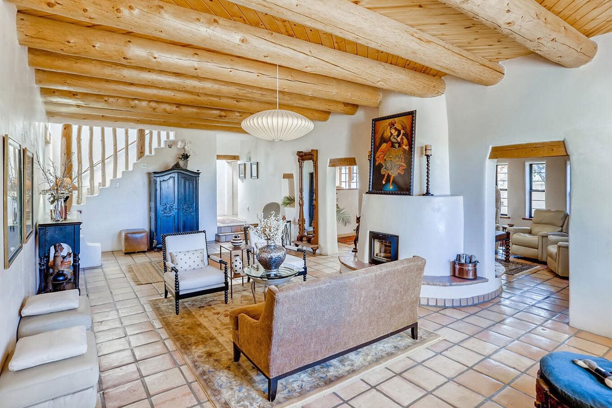 The living room of a Santa Fe home for sale
