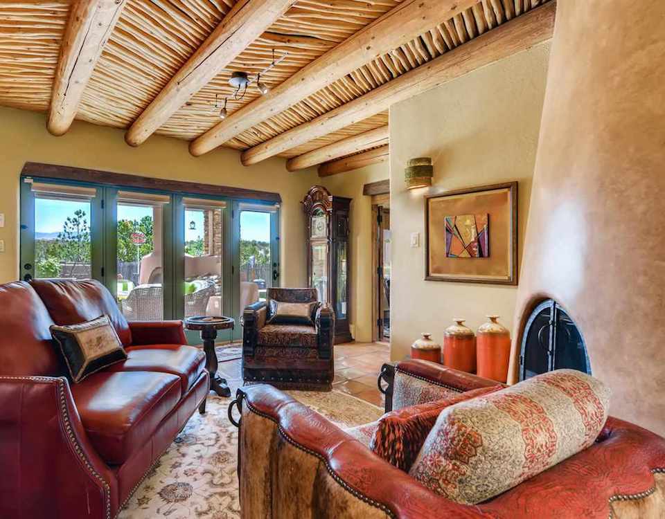 The living room of a home in Santa Fe