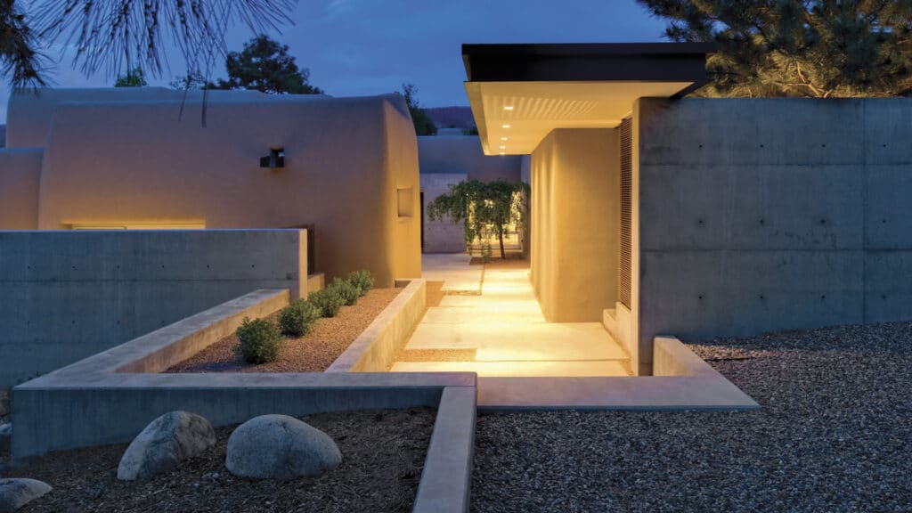 The exterior of a contemporary design home in Santa Fe