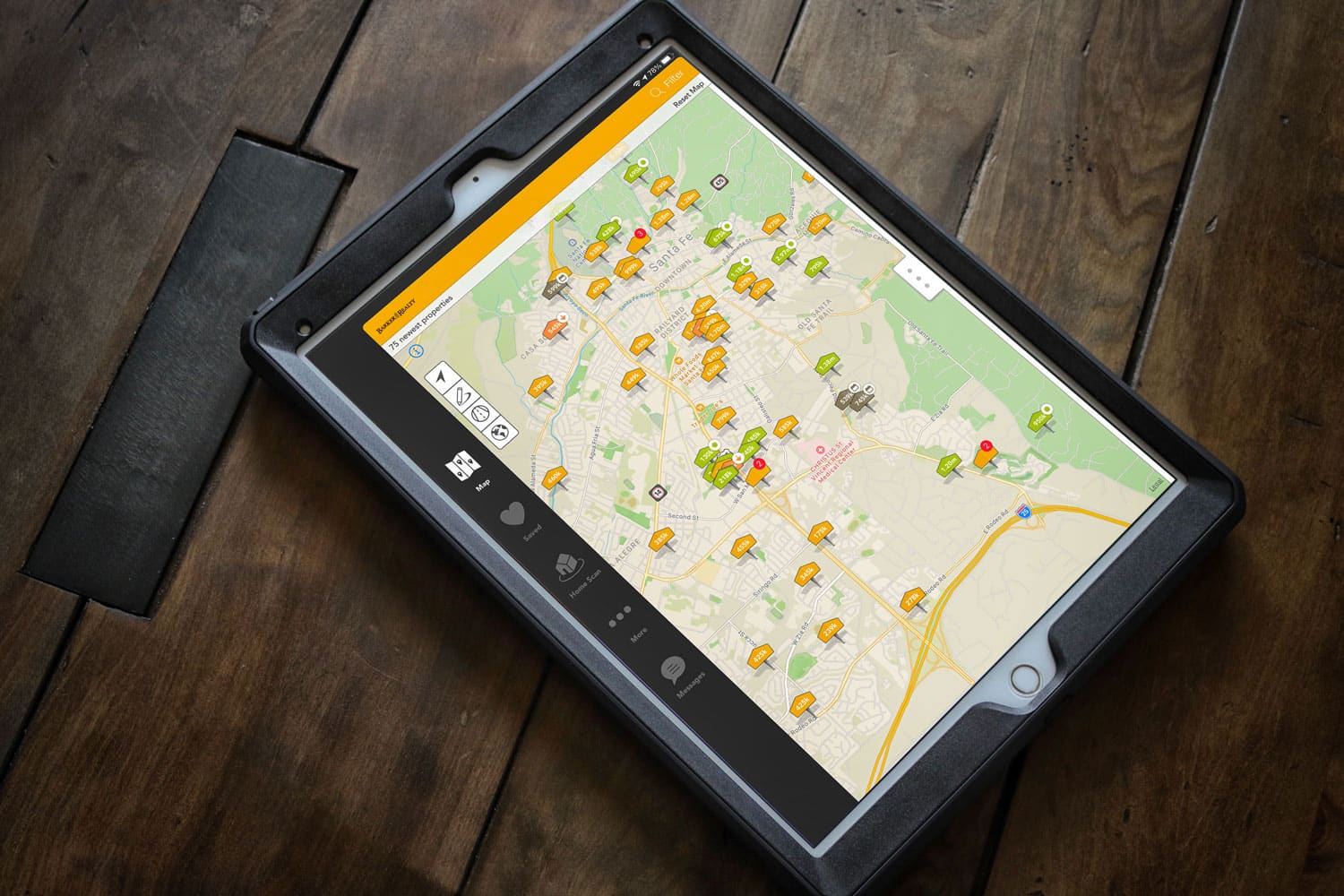 Property search app on a tablet