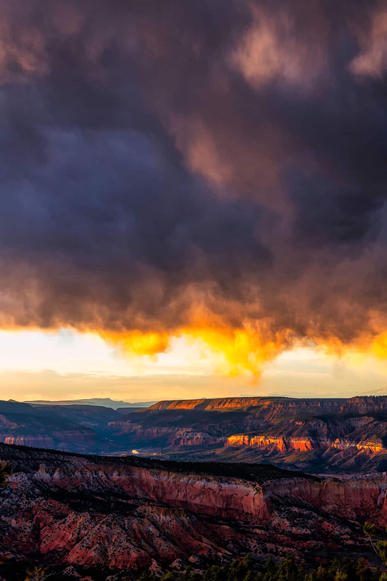 Rain clouds forming during sunset, Santa Fe