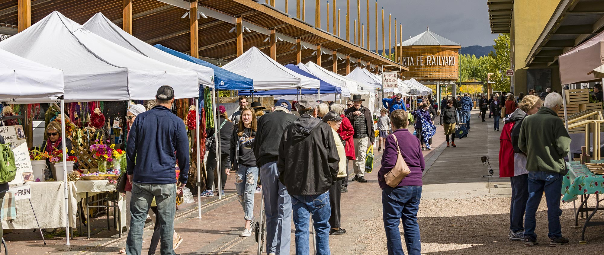 The Farmer's Market brings local fresh food, honey, crafts, and much more to the Railyard in Santa Fe.