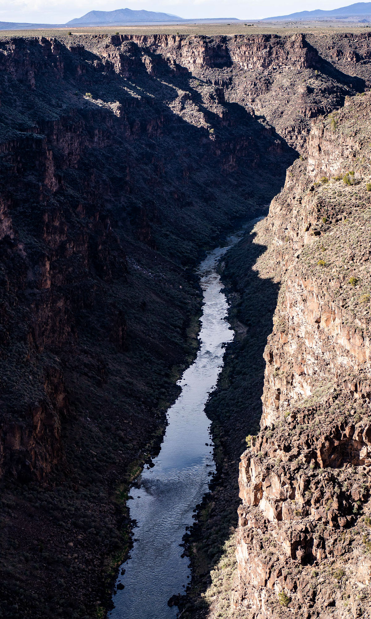 An aerial view of the Rio Grande Gorge.