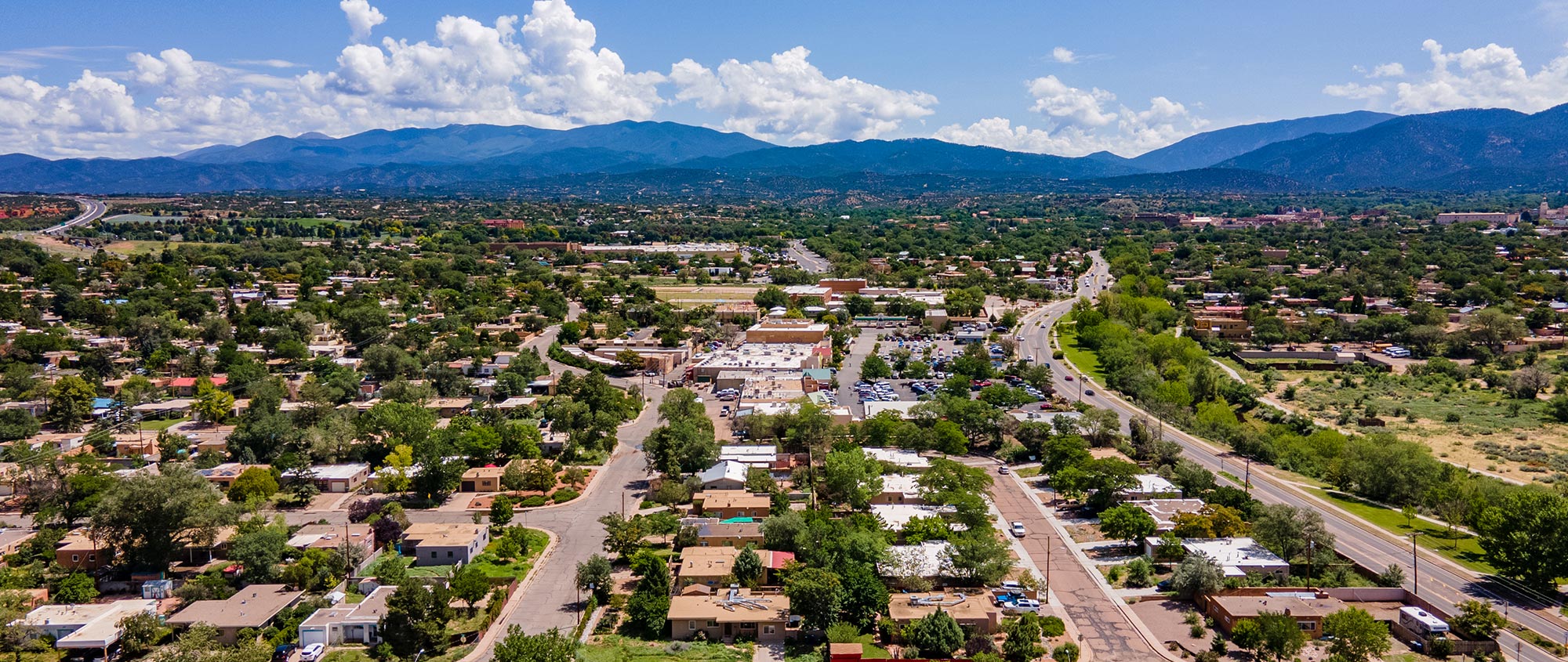 Aerial view of Santa Fe which includes many of it's subdivisions.