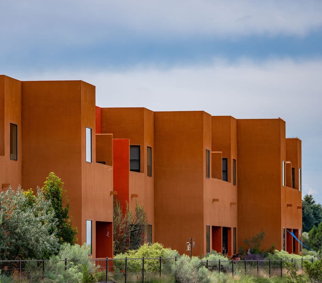 Colorful buildings of Zocalo in Santa Fe.