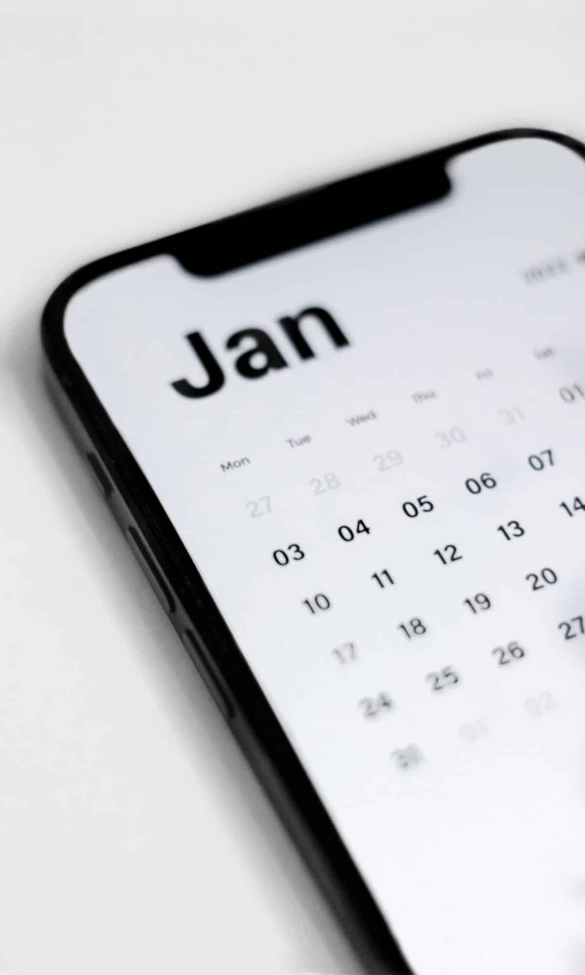 Calendar app on a smartphone